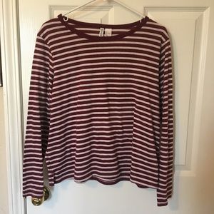 ✖️SOLD✖️ H&M Burgundy Striped Long Sleeve Top